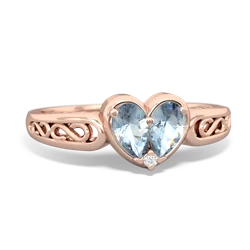 Aquamarine Filligree 'One Heart' 14K Rose Gold ring R5070