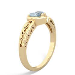 Aquamarine Filligree 'One Heart' 14K Yellow Gold ring R5070