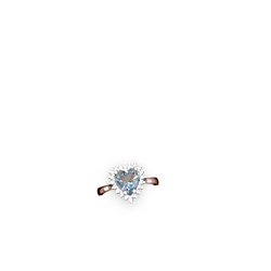 Thumbnail for Aquamarine Halo Heart 14K White Gold ring R0391 - profile view