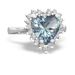 Thumbnail for Aquamarine Halo Heart 14K White Gold ring R0391 - front view