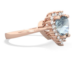 Aquamarine Sparkling Halo Heart 14K Rose Gold ring R0391