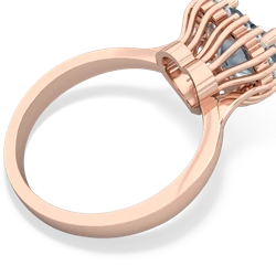 Aquamarine Sparkling Halo Heart 14K Rose Gold ring R0391