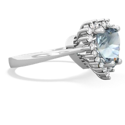 Aquamarine Sparkling Halo Heart 14K White Gold ring R0391