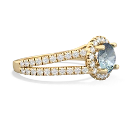 Thumbnail for Aquamarine Pave Halo 14K Yellow Gold ring R5490 - side view