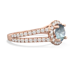 Aquamarine Pave Halo 14K Rose Gold ring R5490