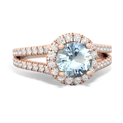 Aquamarine Pave Halo 14K Rose Gold ring R5490