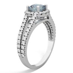 Aquamarine Pave Halo 14K White Gold ring R5490