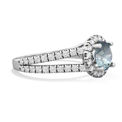 Aquamarine Pave Halo 14K White Gold ring R5490