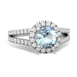 Aquamarine Pave Halo 14K White Gold ring R5490