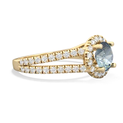 Aquamarine Pave Halo 14K Yellow Gold ring R5490