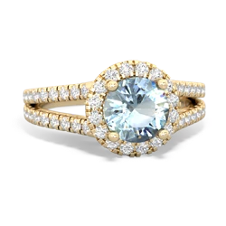 Aquamarine Pave Halo 14K Yellow Gold ring R5490