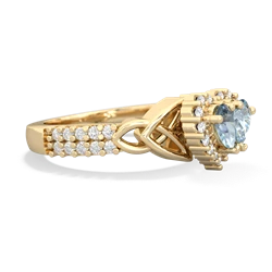 Aquamarine Celtic Knot Two Hearts As One 14K Yellow Gold ring R2644HRT
