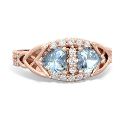 Aquamarine Sparkling Celtic Knot 14K Rose Gold ring R2645