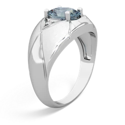 Thumbnail for Aquamarine Men's 14K White Gold ring R0361 - hand 1 view