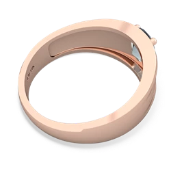 Aquamarine Men's Two Lane 14K Rose Gold ring R0363