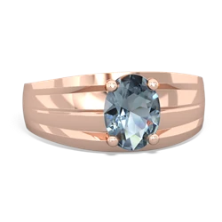 Aquamarine Men's Two Lane 14K Rose Gold ring R0363