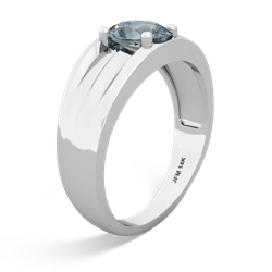 Aquamarine Men's Two Lane 14K White Gold ring R0363