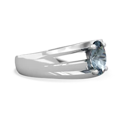 Aquamarine Men's Two Lane 14K White Gold ring R0363