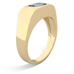 Aquamarine Men's Emerald-Cut Bezel 14K Yellow Gold ring R0410