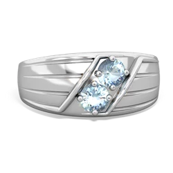 Aquamarine Men's Streamline 14K White Gold ring R0460