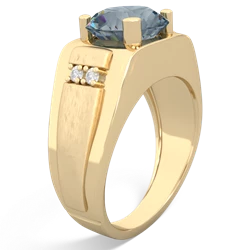 Aquamarine Men's 9Mm Round 14K Yellow Gold ring R1822