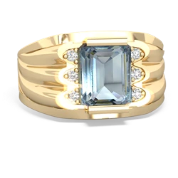 Thumbnail for Aquamarine Men's 14K Yellow Gold ring R1835 - front view