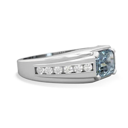Aquamarine Men's Diamond Channel 14K White Gold ring R0500