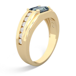 Thumbnail for Aquamarine Men's Channel 14K Yellow Gold ring R0500 - hand 1 view