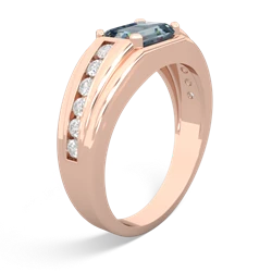 Aquamarine Men's Diamond Channel 14K Rose Gold ring R0500