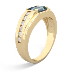 Aquamarine Men's Diamond Channel 14K Yellow Gold ring R0500