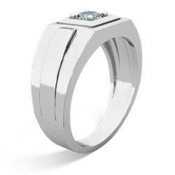 Aquamarine Men's Squared Circle 14K White Gold ring R0480