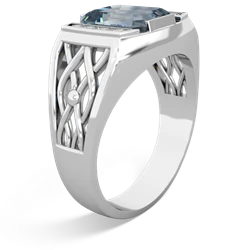 Thumbnail for Aquamarine Men's Vine 14K White Gold ring R0490 - hand 1 view