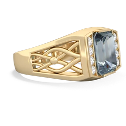 Aquamarine Men's Vine 14K Yellow Gold ring R0490