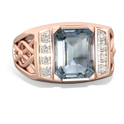 Aquamarine Men's Vine 14K Rose Gold ring R0490