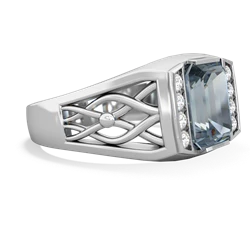 Aquamarine Men's Vine 14K White Gold ring R0490