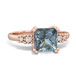 Aquamarine Art Deco Princess 14K Rose Gold ring R2014