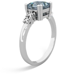 Aquamarine Art Deco Princess 14K White Gold ring R2014