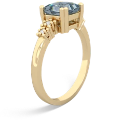 Aquamarine Art Deco Princess 14K Yellow Gold ring R2014