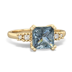 Aquamarine Art Deco Princess 14K Yellow Gold ring R2014