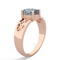 Aquamarine Art Deco Filigree 14K Rose Gold ring R2322