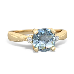 Aquamarine Cushion Rope 14K Yellow Gold ring R2484