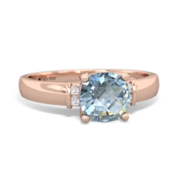 Aquamarine Simply Elegant Cushion 14K Rose Gold ring R2489