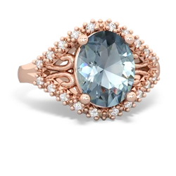 Aquamarine Antique Style Cocktail 14K Rose Gold ring R2564