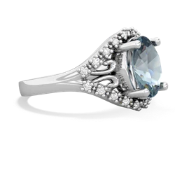 Aquamarine Antique Style Cocktail 14K White Gold ring R2564