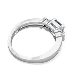 Aquamarine Art Deco East-West 14K White Gold ring R2590