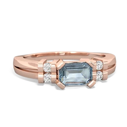 Aquamarine Art Deco East-West 14K Rose Gold ring R2590