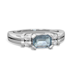 Aquamarine Art Deco East-West 14K White Gold ring R2590