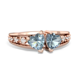 Aquamarine Heart To Heart 14K Rose Gold ring R3342