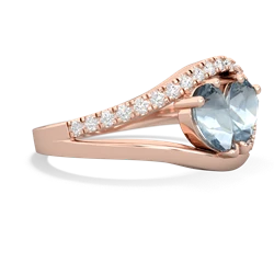 Aquamarine Nestled Heart Keepsake 14K Rose Gold ring R5650