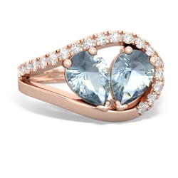 Aquamarine Nestled Heart Keepsake 14K Rose Gold ring R5650